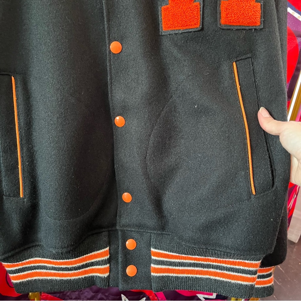1960s Vintage Wayland Varsity Jacket Minute Man Wool Black Orange W Letterman 44 - Picture 3 of 12